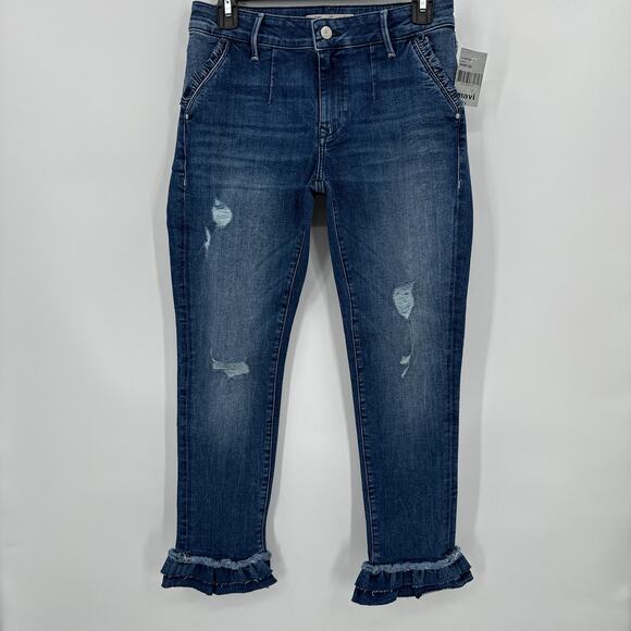 Mavi Distressed Ruffle Hemline Jeans Size 27 NWT - Picture 1 of 6